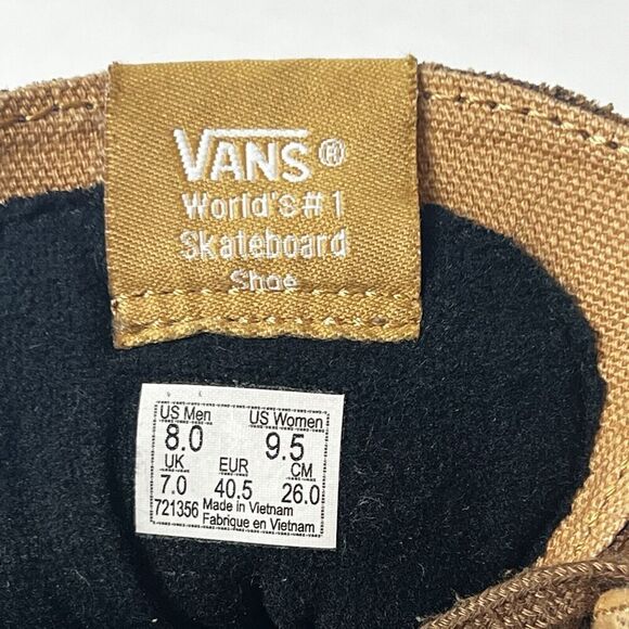 Vans Classic Sk8-Hi Tan Leather Womens Sz 9.5 Skate Shoes Mens 8 Lace Up Sneaker - Picture 9 of 10